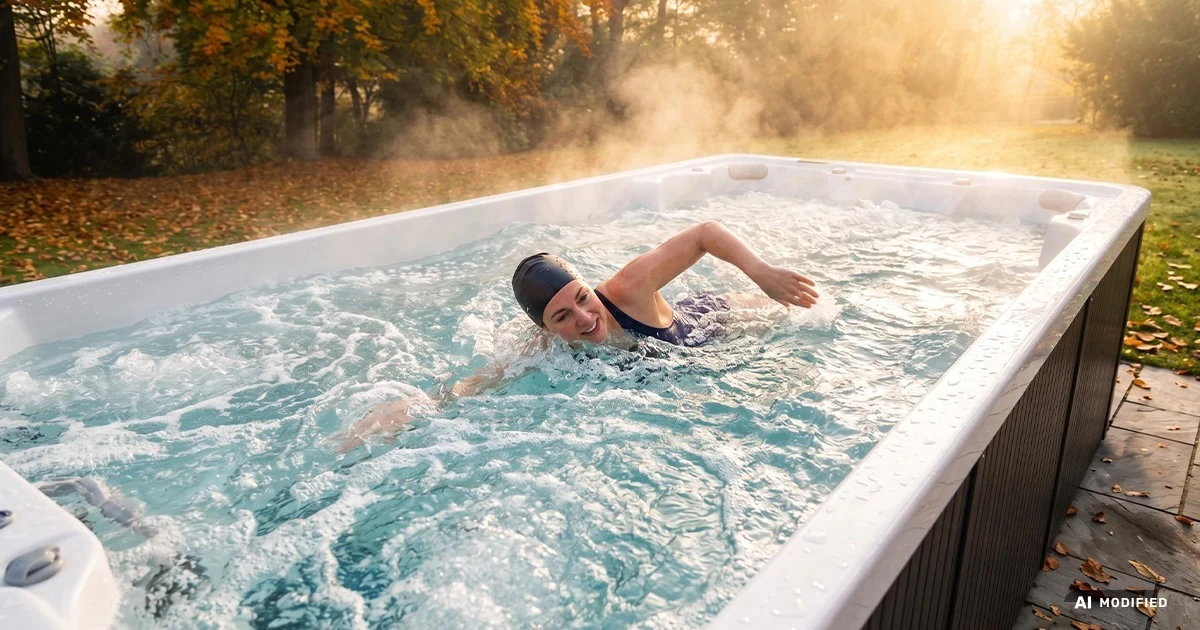 Schwimmerin beim Training im Swim Spa