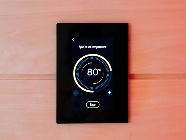 Digitale Saunasteuerung mit Touchdisplay – Temperatur einstellen für moderne Sauna