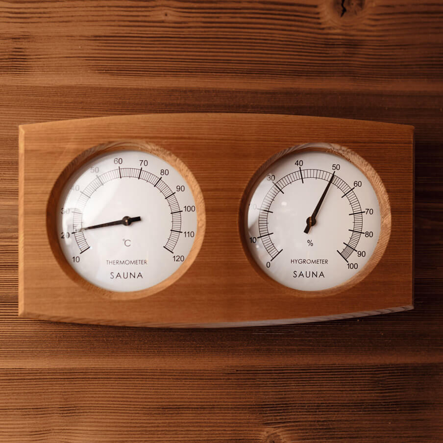 Armstark Infrarot Kombi Sauna VidroSol in Altholz Thermometer